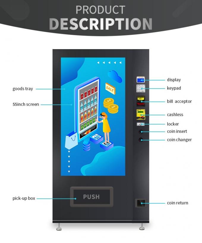 distributeur automatique automatisé par 500w, distributeur automatique d'écran tactile de 55 pouces