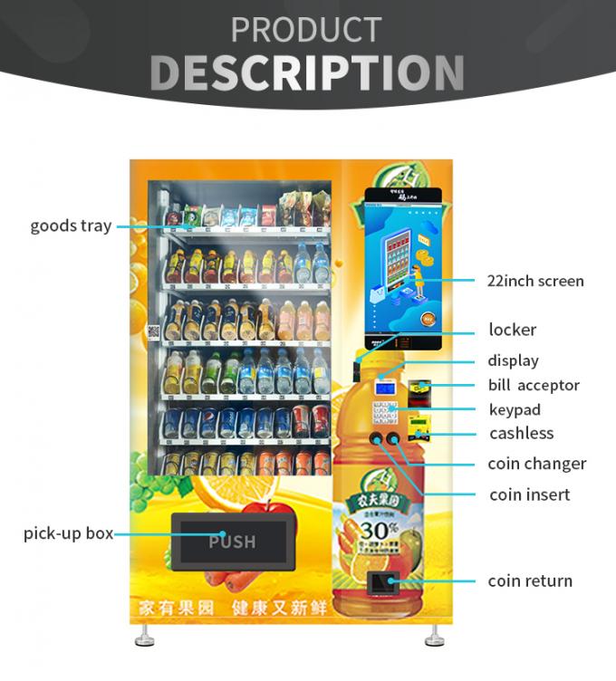 Le pot de salade a mis en boîte des distributeurs automatiques de boissons de bouteille avec l'écran tactile de 22 pouces, distributeur automatique d'écran tactile, micron