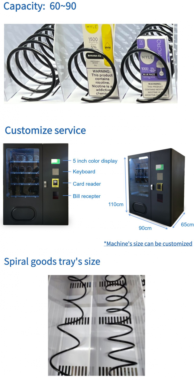 la capacité a adapté le service et le plateau aux besoins du client de marchandises du distributeur automatique de Mini Snack Beverage Small Item