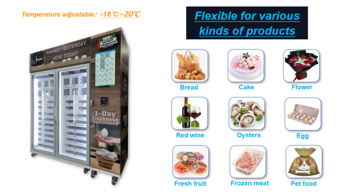Distributeur automatique d'huître avec le système de refroidissement et le chauffage électrique des casiers 24V désembuant