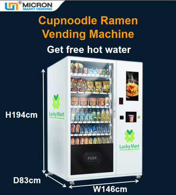 Distributeur automatique de nourriture de casse-croûte de nouilles de la tasse 360W à vendre distributeur automatique de Ramen avec l'approvisionnement gratuit en eau chaude