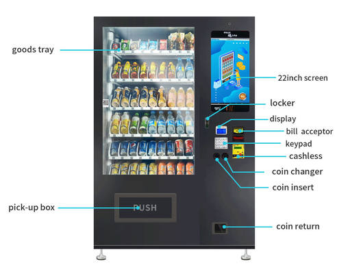 Distributeurs automatiques d'Internet d'autocollant d'enveloppe d'écran tactile adapté aux besoins du client de casse-croûte et de boissons pour le marché du Pakistan