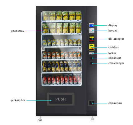 Distributeur automatique intelligent de vente chaud de micron 24 heures de libre service de casse-croûte de boissons de distributeur automatique