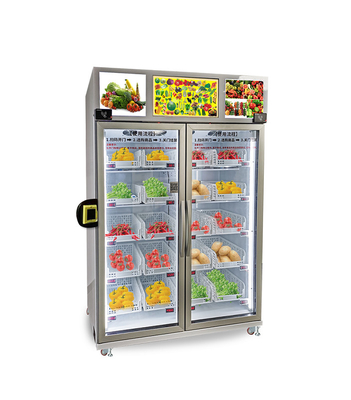 Distributeur automatique intelligent végétal de réfrigérateur de lait d'oeufs avec la porte ouverte de réfrigérateur