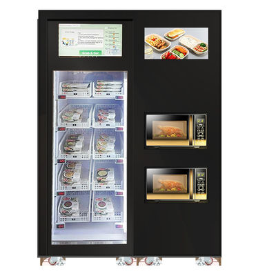 Vendeuse de réfrigérateurs intelligents avec micro-ondes pour les repas chauds.Vendeuse de salades de collations avec lecteur de cartes
