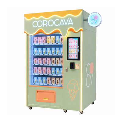 Distributeur automatique commercial d'aliments surgelés avec une congélation de moins 18 à moins 20 degrés et une interface à écran tactile pour la vente de produits surgelés